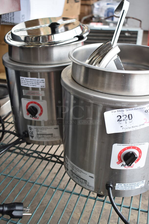 2 APW Wyott RCW-7 Stainless Steel Commercial Countertop Soup Kettle Food Warmer Rethermalizer w/ Drop In and Lid. 120 Volts, 1 Phase. 2 Times Your Bid! Tested and Working! - Image 8 of 10