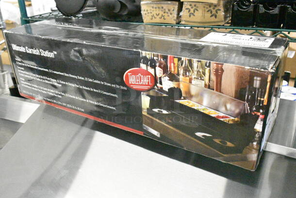 BRAND NEW SCRATCH AND DENT! Tablecraft BCD1400 5-Compartment Condiment Bar with 5 Glass Rimming Trays - Image 2 of 3