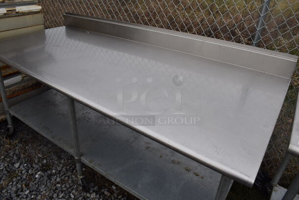 Stainless Steel Table w/ Back Splash and Under Shelf on Commercial Casters. 84x36x42 - Image 3 of 5