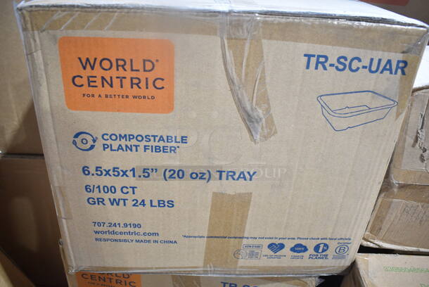 7 BRAND NEW Boxes of World Centric TR-SC-UAR 20 oz. No PFAS Added Compostable Fiber Container - 600/Case. 7 Times Your Bid!  - Image 2 of 4