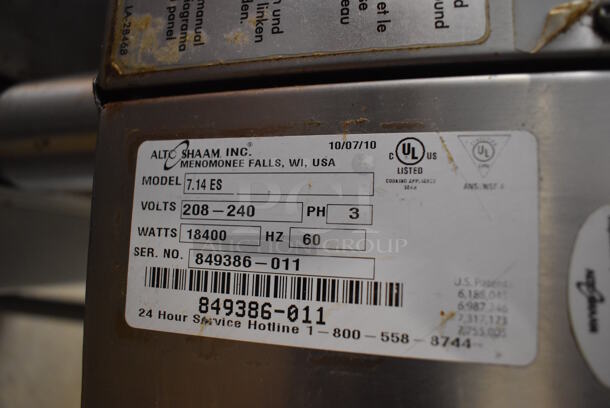 2 2010 Alto Shaam Stainless Steel Commercial Electric Powered Items; 7.14 ES Combitherm Convection Oven w/ View Through Door and Metal Oven Racks and ASC-4E Full Size Convection Oven w/ View Through Door, Solid Door and Metal Oven Racks. 208-240 Volts, 3 Phase. 42x32x69. 2 Times Your Bid! - Image 4 of 8