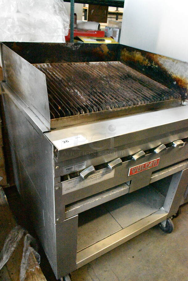 Vulcan Stainless Steel Commercial Natural Gas Powered Charbroiler Grill on Commercial Casters.  - Image 6 of 7