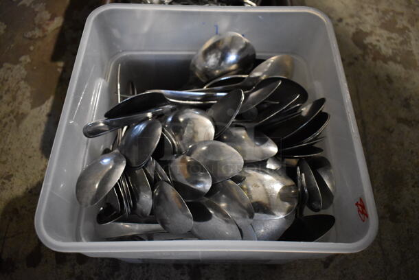 ALL ONE MONEY! Lot of 4 Bins of Various Silverware Including Spoons and Forks - Image 6 of 7