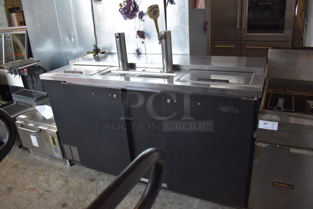 Beverage Air DD68C Stainless Steel Commercial Direct Draw Kegerator w/ 2 Beer Towers, 2 Sliding Lids and 2 Doors on Commercial Casters. 115 Volts, 1 Phase. Tested and Powers On But Does Not Get Cold - Image 3 of 11