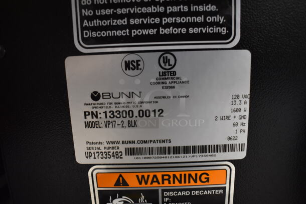 BRAND NEW SCRATCH AND DENT! 2022 Bunn VP17-2 Stainless Steel Commercial Countertop Low Profile Pourover 2 Burner Coffee Machine w/ Poly Brew Basket and Pitcher. 120 Volts, 1 Phase. 8x20x20. Tested and Working! - Image 4 of 7