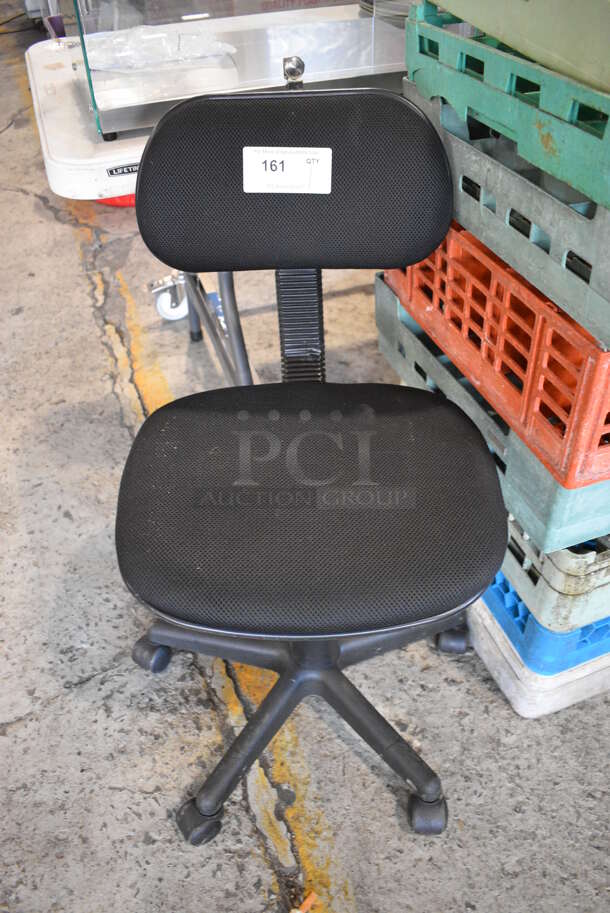 Black Office Chair on Casters. 16x19x34