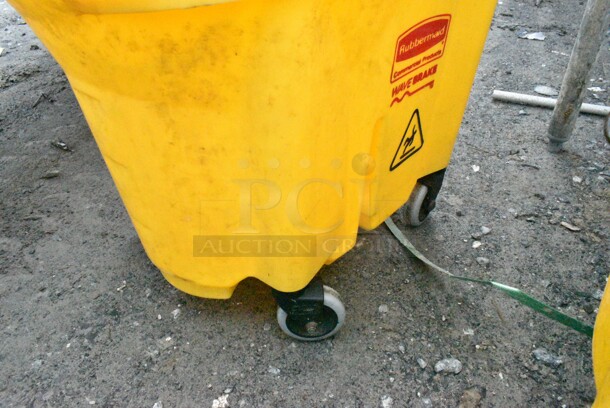 2 Yellow Poly Mop Bucket w/ Wringing Attachment on Commercial Casters. 2 Times Your Bid! - Image 8 of 10