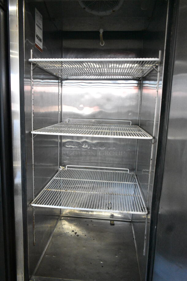 2017 Atosa MBF8505 Stainless Steel Commercial Single Door Reach In Cooler w/ Poly Coated Racks on Commercial Casters. 115 Volts, 1 Phase. Tested and Working! - Image 4 of 6