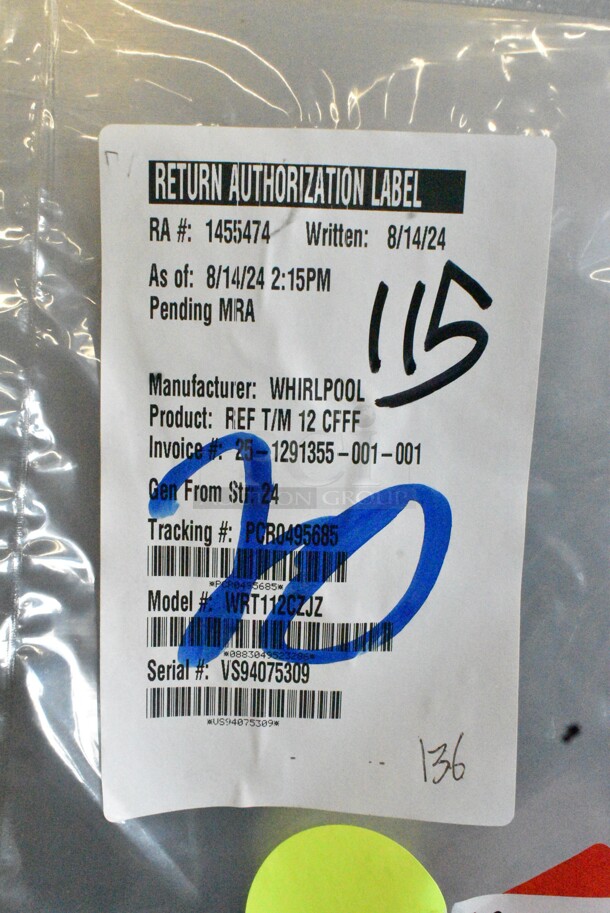 Whirlpool WRT112CZJZ Metal Cooler w/ Freezer. Tested and Powers On But Does Not Get Cold - Image 8 of 8