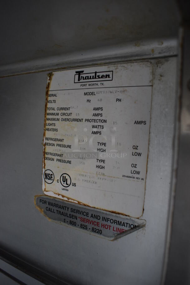 Traulsen Model ADT132WUT-HHS Stainless Steel Commercial Cooler Freezer Combo Unit w/ Metal Racks on Commercial Casters. 115 Volts, 1 Phase. 30x35x83. Tested and Powers On But Does Not Get Cold - Image 6 of 7