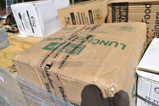 PALLET LOT of 33 BRAND NEW Boxes Including 130WBKSPOONH Choice Black Heavy Weight Wrapped Plastic Teaspoon - 1000/Case, 129MCS28B Choice 28 oz. Black Rectangular Microwavable Heavy Weight Container with Lid 8 3/4" x 6 1/4" x 1 3/4" - 150/Case, 2 Box 128HD8COMBO ChoiceHD 8 oz. Microwavable Translucent Plastic Deli Container and Lid Combo Pack - 240/Case, 129MCS242CB Choice 30 oz. Black 8 3/4" x 6" x 2 3/4" 2-Compartment Rectangular Microwavable Heavy Weight Container with Lid - 150/Case, 2 Box 130WHSPOONH Choice White Heavy Weight Plastic Teaspoon - 1000/Case, 130BKFKSNH Choice Black Heavy Weight Wrapped Plastic Cutlery Pack with Napkin - 500/Case, 500TO993C3 Choice 9" x 9" x 3" Microwaveable 3-Compartment Black / Clear Plastic Hinged Container - 100/Case, 795PTOBK8 Choice Black Microwavable Folded Paper #8 Take-Out Container 6" x 4 3/4" x 2 1/2" - 300/Case, 127P2C Choice Clear Plastic Souffle Cup / Portion Cup - 2 oz. - 2500/Case, 4 Box 130BFORKWP Choice Individually Wrapped Medium Weight Black Plastic Fork - 1000/Case, 795PTOKFT8 Choice Kraft Microwavable Folded Paper #8 Take-Out Container 6" x 4 3/4" x 2 1/2" - 300/Case, 612D3COMP Choice 8 1/2"x 6 3/8" 3-Compartment Oblong Foil Take-Out Container with Board Lid - 250/Case, 795PTOBK8 Choice Black Microwavable Folded Paper #8 Take-Out Container 6" x 4 3/4" x 2 1/2" - 300/Case, 127CH04 Choice 4 oz. Clear RPET Hinged Deli Container - 400/Case, 347BP10C3BK Choice 10 1/4" 3-Compartment Black Plastic Plate - 500/Case. 33 Times Your Bid!  - Image 11 of 12