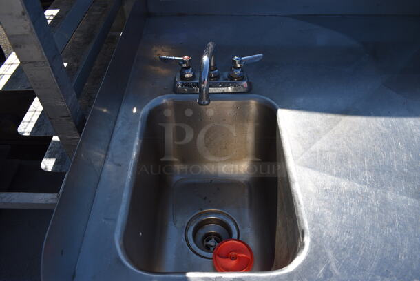 Stainless Steel Commercial Table w/ Sink Basin, Faucet, Handles, Side Splash Guards and Under Shelves. 36x31x38. Bay 10x14x9 - Image 4 of 5