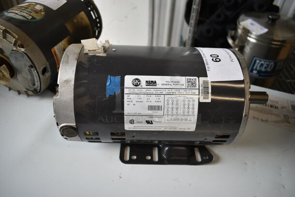 US Motors P63MZAHE-1318 Motor. 230/460 Volts, 3 Phase.  - Image 2 of 4
