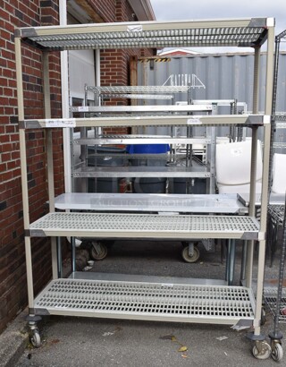 Metro Max Poly and Metal 4 Tier Wire Shelving Unit on Commercial Casters. BUYER MUST DISMANTLE. PCI CANNOT DISMANTLE FOR SHIPPING. PLEASE CONSIDER FREIGHT CHARGES. 60x24x80