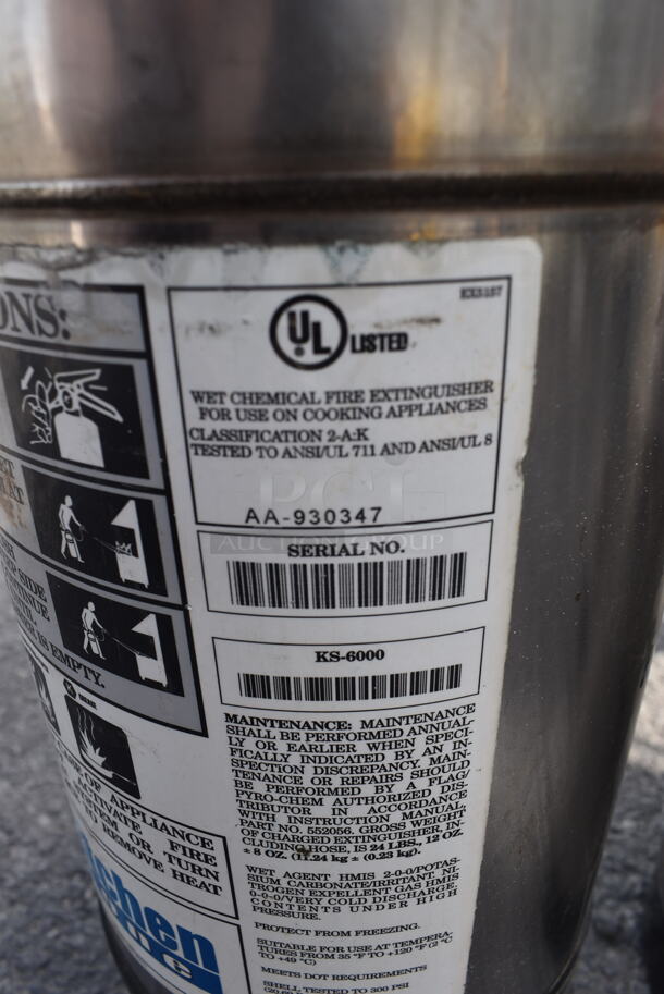 3 Various Wet Chemical Stainless Fire Extinguishers. Buyer Must Pick Up - We Will Not Ship This Item. 3 Times Your Bid! - Image 3 of 8