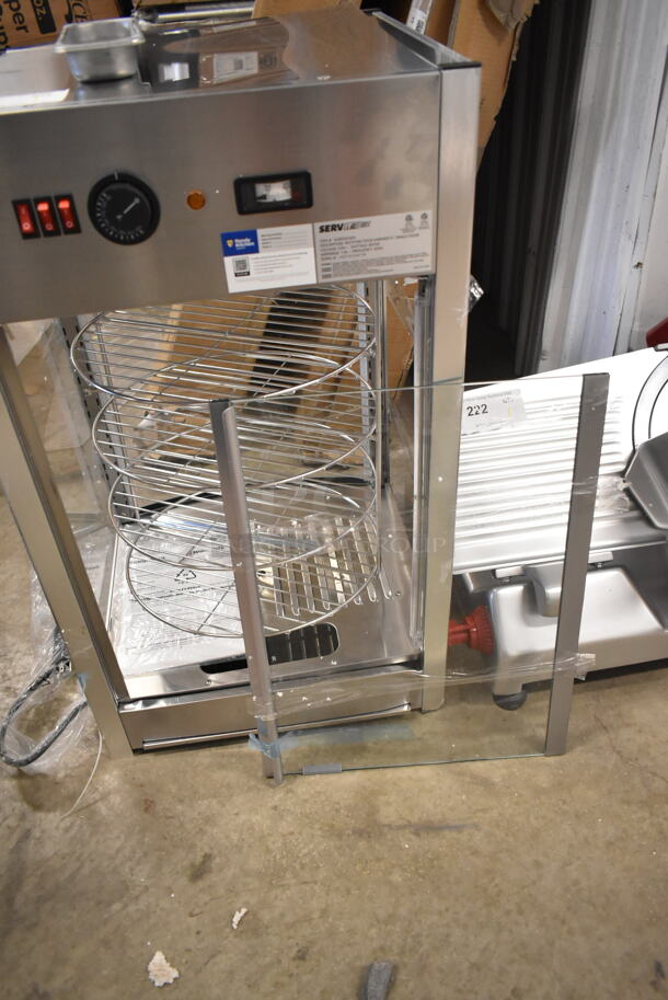 BRAND NEW SCRATCH AND DENT! ServIt 423PDW12D1 Stainless Steel Commercial Countertop 12" Full-Service Pizza Warmer with 4-Shelf Rotating Rack. 120 Volts, 1 Phase. Tested and Working! - Image 3 of 7