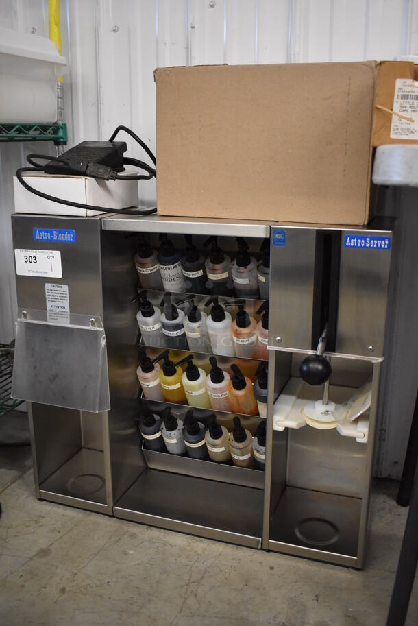 Astro Blender AM-2 Stainless Steel Commercial Countertop Mix-N-Blender w/ 2 Foot Pedals and 39 Bottles. 115 Volts, 1 Phase. 28x11x24.5. Tested and Working! - Image 3 of 12