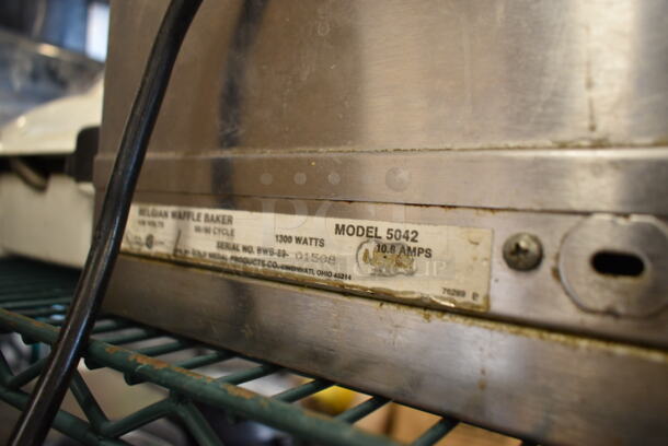 5042 Stainless Steel Commercial Countertop Belgian Waffle Maker. 120 Volts, 1 Phase. Tested and Working! - Image 5 of 5
