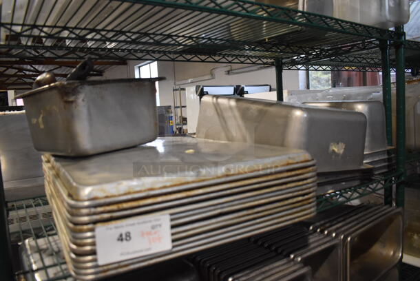 ALL ONE MONEY! Tier Lot of Various Items Including Metal Baking Pans and Stainless Steel Drop In Bins