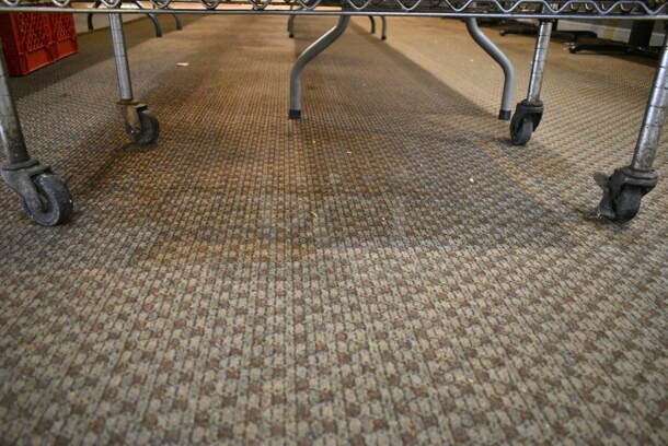 Chrome Finish 4 Tier Wire Shelving Unit on Commercial Casters w/ Contents Including Poly Caddies, Utensils. BUYER MUST DISMANTLE. PCI CANNOT DISMANTLE FOR SHIPPING. PLEASE CONSIDER FREIGHT CHARGES. (main dining room) - Image 6 of 6