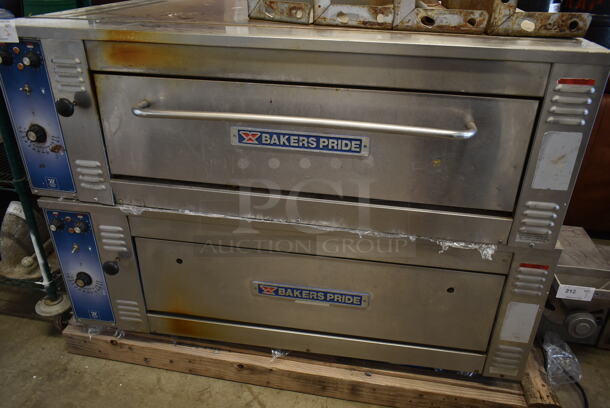 2 Bakers Pride Stainless Steel Commercial Natural Gas Powered Single Deck Pizza Ovens w/ Thermostatic Controls and 1 Deck of Cooking Stones. 208 Volts, 3 Phase. Comes w/ 4 Legs. 2 Times Your Bid! - Image 2 of 7