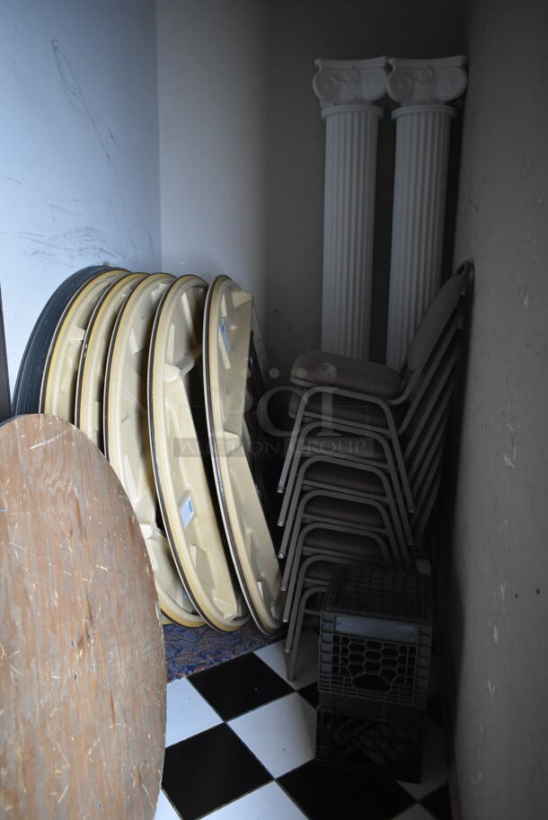 ALL ONE MONEY! ROOM LOT of Various items Including Folding Tables and Stackable Banquet Chairs. BUYER MUST REMOVE. (ballroom)
 - Image 2 of 3
