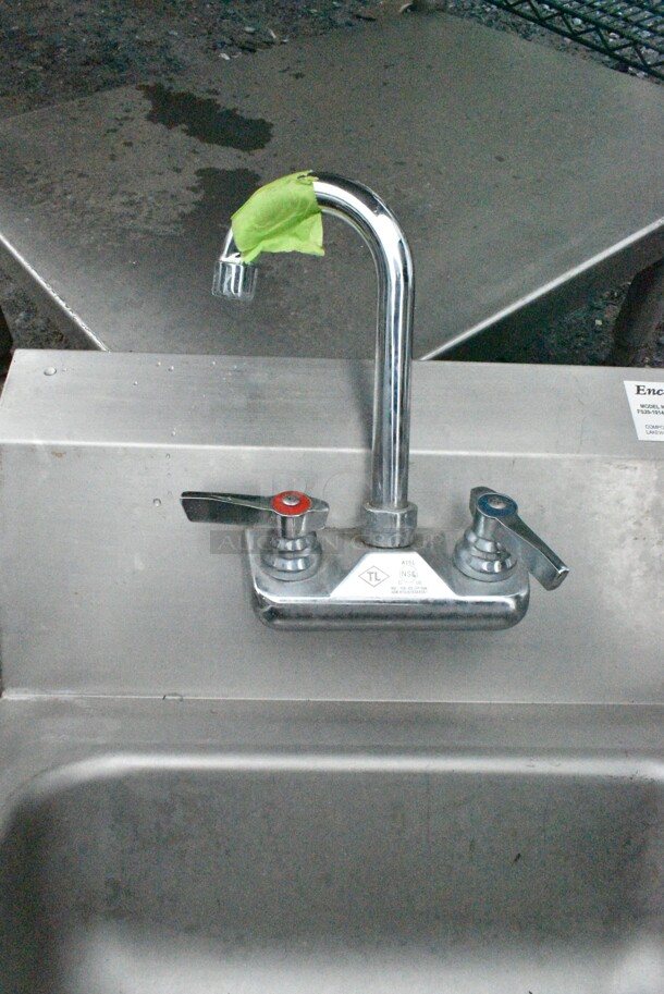 2 Stainless Steel Commercial Single Bay Wall Mount Sink w/ Faucet and Handles. 2 Times Your Bid! - Image 3 of 9