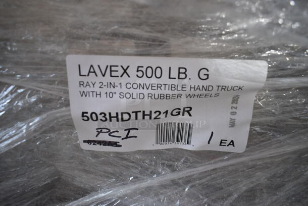 BRAND NEW SCRATCH AND DENT! Lavex 503HDTH21GR 500 lb. Gray 2-in-1 Convertible Hand Truck With 10" Solid Rubber Wheels - Image 3 of 3