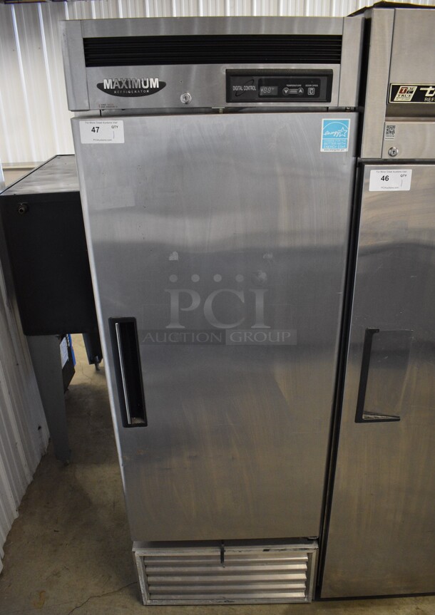 Turbo Air MSR-23NM ENERGY STAR Stainless Steel Commercial Single Door Reach In Cooler w/ Poly Coated Racks. 115 Volts, 1 Phase. 27x32x78. Tested and Powers On But Does Not Get Cold