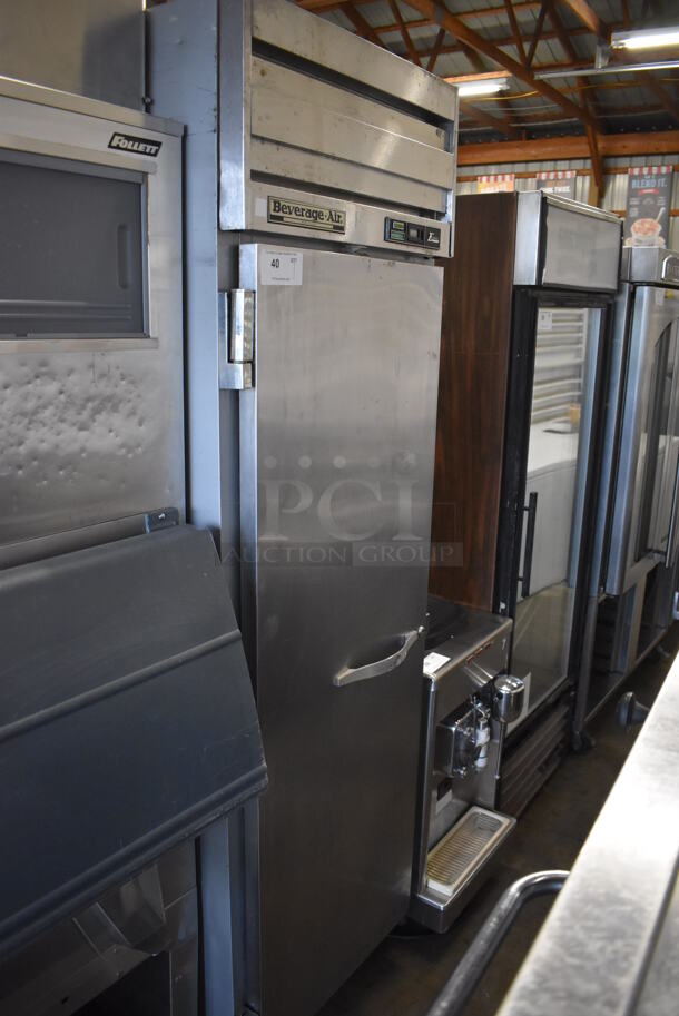 Beverage Air ER24-1AS Stainless Steel Commercial Single Door Reach In Cooler on Commercial Casters. 115 Volts, 1 Phase. 26x33x85. Tested and Working! - Image 4 of 6