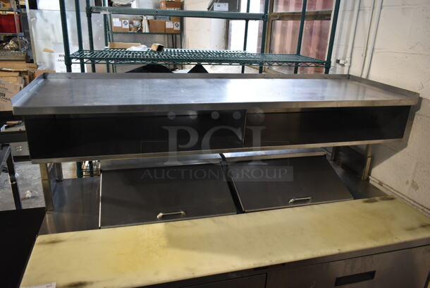 Delfield Stainless Steel Commercial Sandwich Salad Prep Table Bain Marie Mega Top w/ 4 Drawers and 2 Tier Over Shelf. Tested and Working! - Image 2 of 7