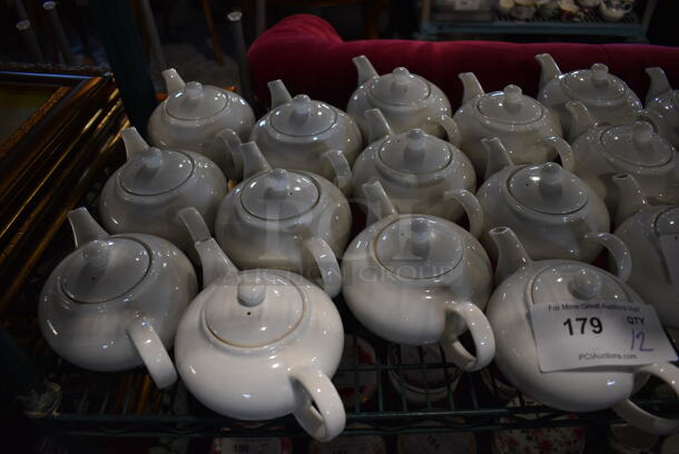 12 White Ceramic Tea Pots. 9x5.5x4.5. 12 Times Your Bid! - Image 2 of 3