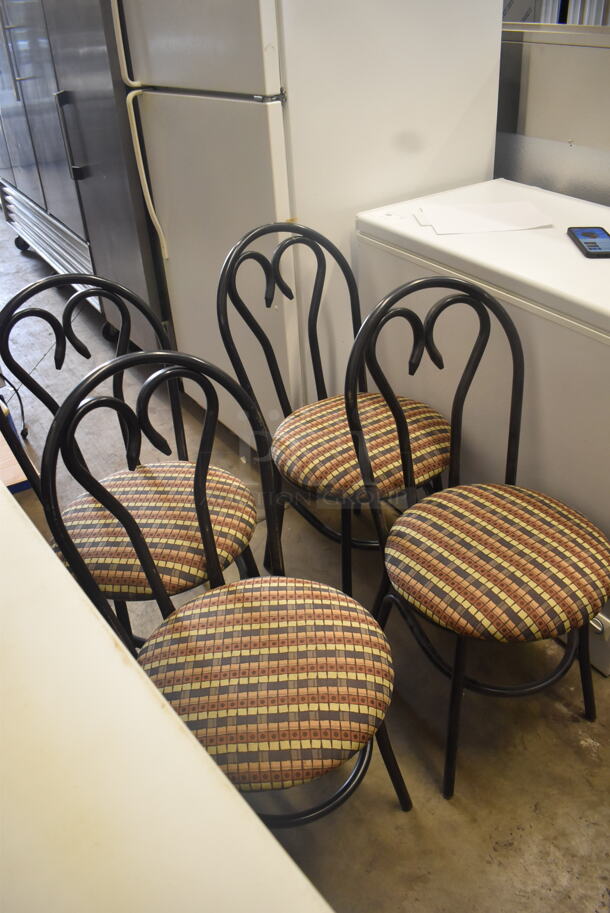 4 Black Bistro Dining Chairs with Circular Cushions. Some Pads May Need Reattached. Stock Picture - Cosmetic Condition May Vary. 4 Times Your Bid! - Image 2 of 3
