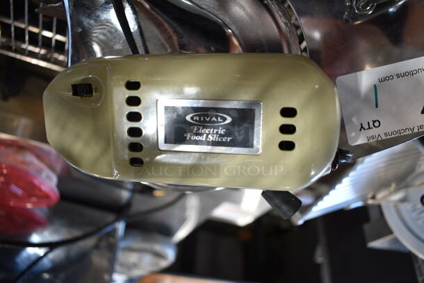 Rival Stainless Steel Commercial Countertop Meat Slicer. Tested and Powers On But Parts Do Not Move - Image 6 of 7