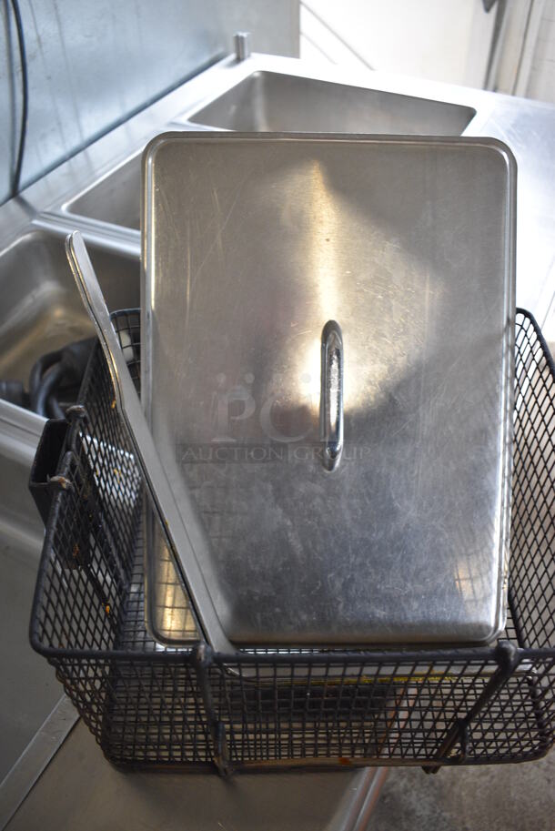 ALL ONE MONEY! Lot of Metal Basket, Handle and Lid! 12x14x8.5 - Image 3 of 5
