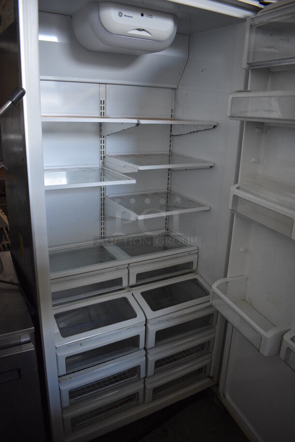 GE Monogram Wood Pattern Single Door Cooler. 36x27x83. Tested and Powers On But Temps at 56 Degrees - Image 3 of 5