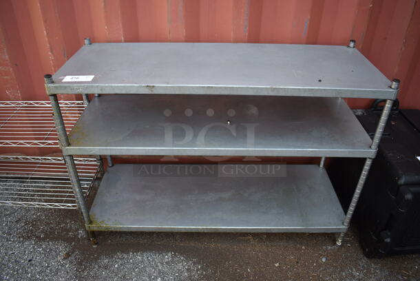 Metal 3 Tier Shelving Unit. BUYER MUST DISMANTLE. PCI CANNOT DISMANTLE FOR SHIPPING. PLEASE CONSIDER FREIGHT CHARGES. 48x18x35 - Image 1 of 3