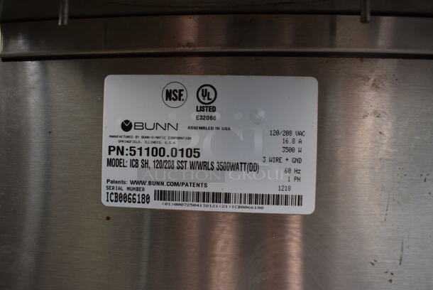 2018 Bunn Model ICB SH Stainless Steel Commercial Countertop Coffee Machine w/ Hot Water Dispenser and Poly Brew Basket. 120/208 Volts, 1 Phase. 10x21x33 - Image 5 of 5