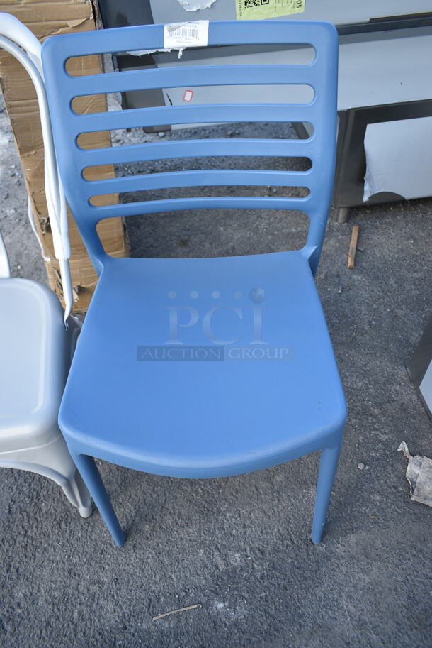 2 BRAND NEW SCRATCH AND DENT! Chairs; 427CRESINSBL Blue Poly Louise Chair and Lancaster Table & Seating 164CMCAFESIL Alloy Series Silver Outdoor Cafe Chair. 2 Times Your Bid! - Image 3 of 7