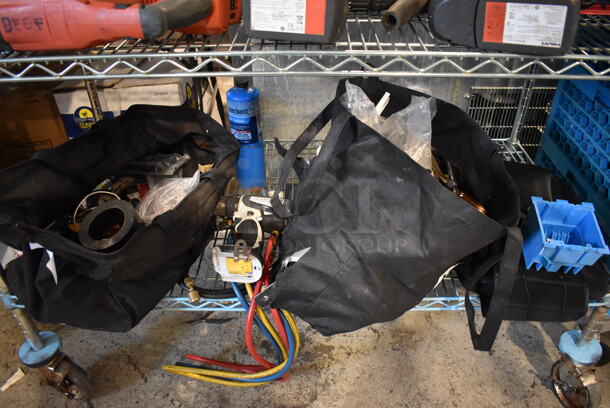 ALL ONE MONEY! Tier Lot of Various Items Including Bags, Pressure Pump Down System, Makita Drill, Tool Bag and Wires - Image 2 of 10