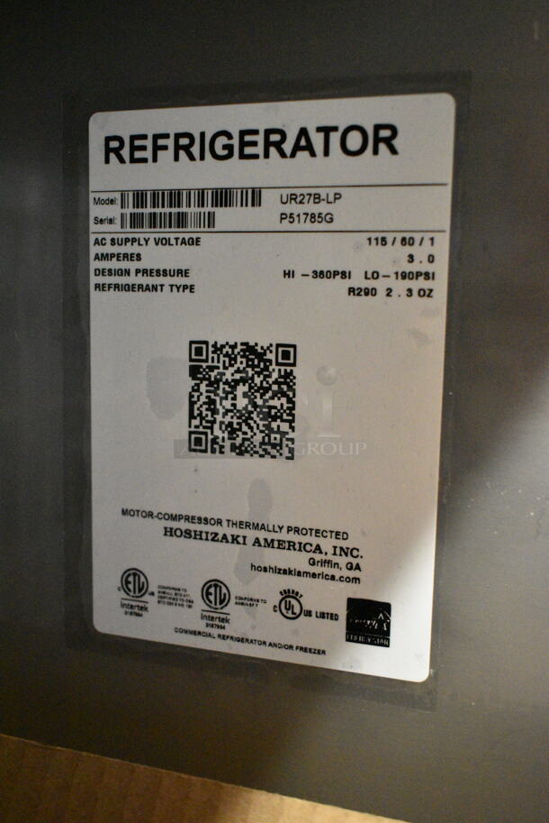 BRAND NEW SCRATCH AND DENT! 2024 Hoshizaki UR27B-LP Stainless Steel Commercial Single Door Undercounter Cooler. 115 Volts, 1 Phase. Tested and Working! - Image 6 of 6
