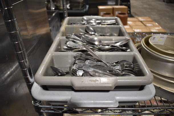 ALL ONE MONEY! Lot of Various Silverware in 2 Poly Silverware Bins. 