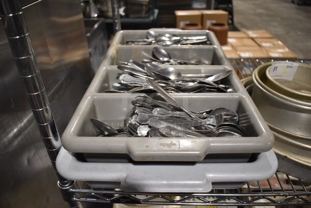 ALL ONE MONEY! Lot of Various Silverware in 2 Poly Silverware Bins.  - Image 1 of 4