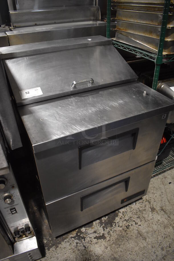 2014 True TSSU-27-08D-2 Stainless Steel Commercial Sandwich Salad Prep Table Bain Marie Mega Top w/ 2 Drawers on Commercial Casters. 115 Volts, 1 Phase. 27.5x30x43. Tested and Working! - Image 2 of 7