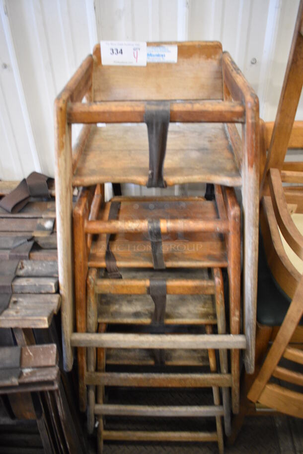 4 Wooden High Chairs. 19x20x29. 4 Times Your Bid! - Image 1 of 3