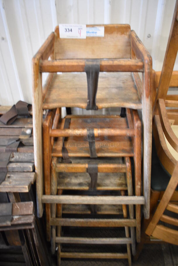 4 Wooden High Chairs. 19x20x29. 4 Times Your Bid!