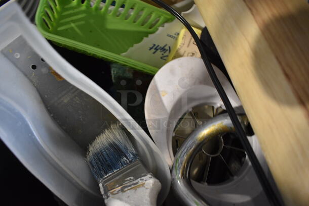 ALL ONE MONEY! Lot of Various Items Including Rolling Pin and Gloves in Black Poly Bus Bin! - Image 3 of 4
