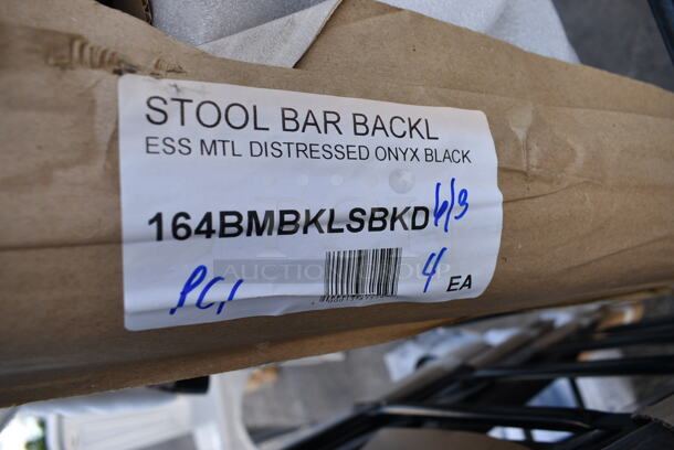 8 BRAND NEW SCRATCH AND DENT! Lancaster Table & Seating 164BMBKLSBKD Alloy Series Distressed Onyx Black Outdoor Backless Barstool w/ 4 Back Rest Attachments. 8 Times Your Bid! - Image 5 of 9