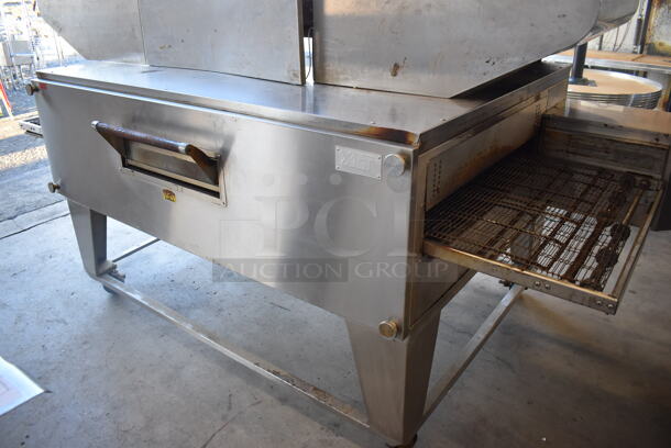 XLT 3270 Stainless Steel Commercial Natural Gas Powered Conveyor Pizza Oven on Commercial Casters. Comes w/ Hood / Vent. 180,000 BTU. 113x53x43, 99x37x22 - Image 2 of 8