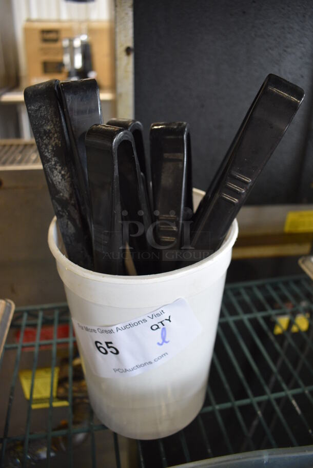 ALL ONE MONEY! Lot of Various Black Poly Tongs in White Bin!